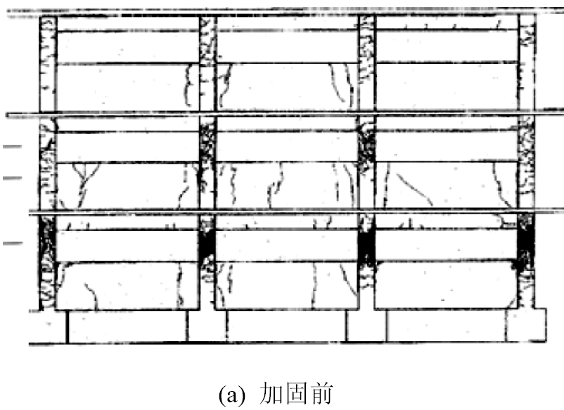 地震作用下加固前后教学楼的损伤情况 地震作用下加固前后教学楼的损伤情况