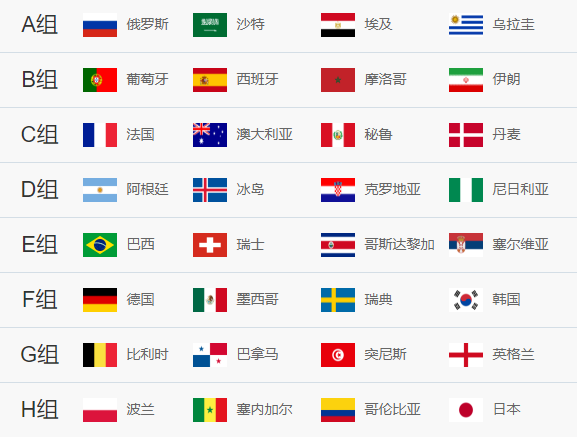  小组赛分组情况  